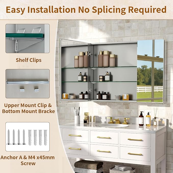 BEAUTYPEAK 36 x 26 Inch Medicine Cabinet - Image 7
