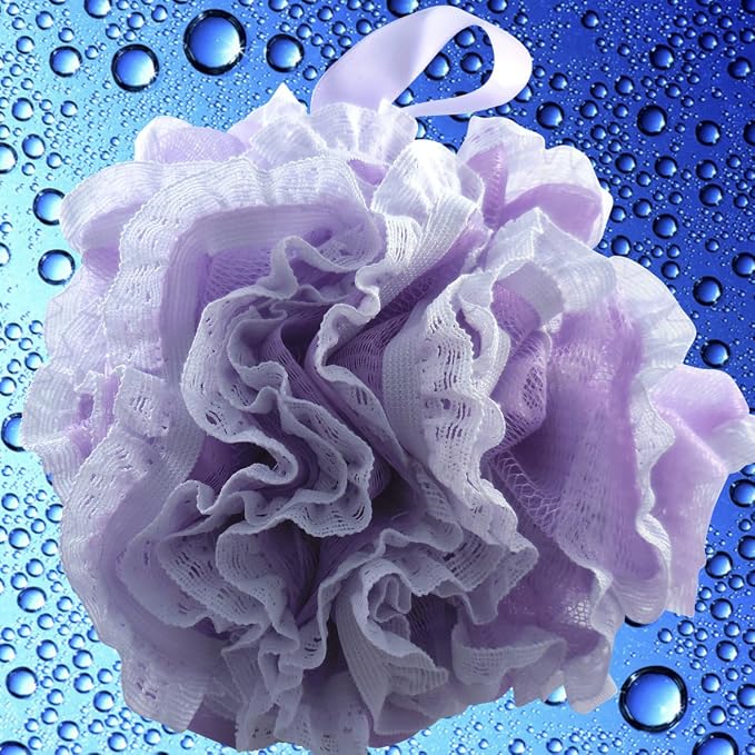 Loofah-Bath-Sponge Lace-Mesh-Set // 2-Scrubs-in-1 by Shower Bouquet/Large Full - Image 5