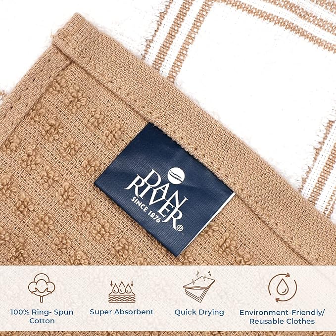 DAN RIVER Premium Dish Cloth 100% Cotton 12 X 12 Inches |Pack of 8|-Ultra Soft - Image 4