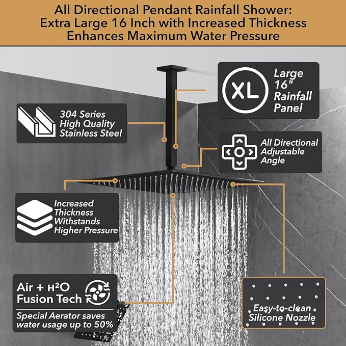 VANFOXLE Shower Faucet Set Matte Black Shower System, Shower Faucet - Image 2