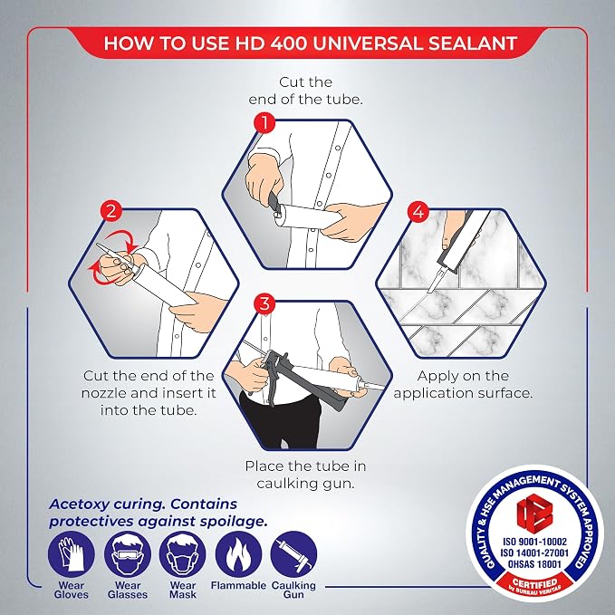 apel All Purpose Clear Silicone Sealant Waterproof, 100% Silicone Caulk - Image 6