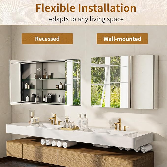BEAUTYPEAK 36 x 26 Inch Medicine Cabinet - Image 5