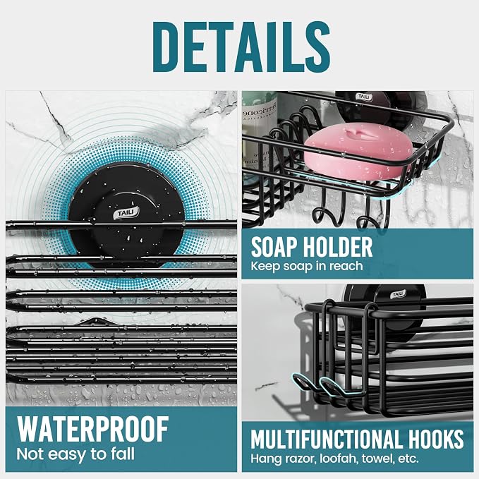 TAILI Shower Caddy Suction Cup 2 Pack - Image 4