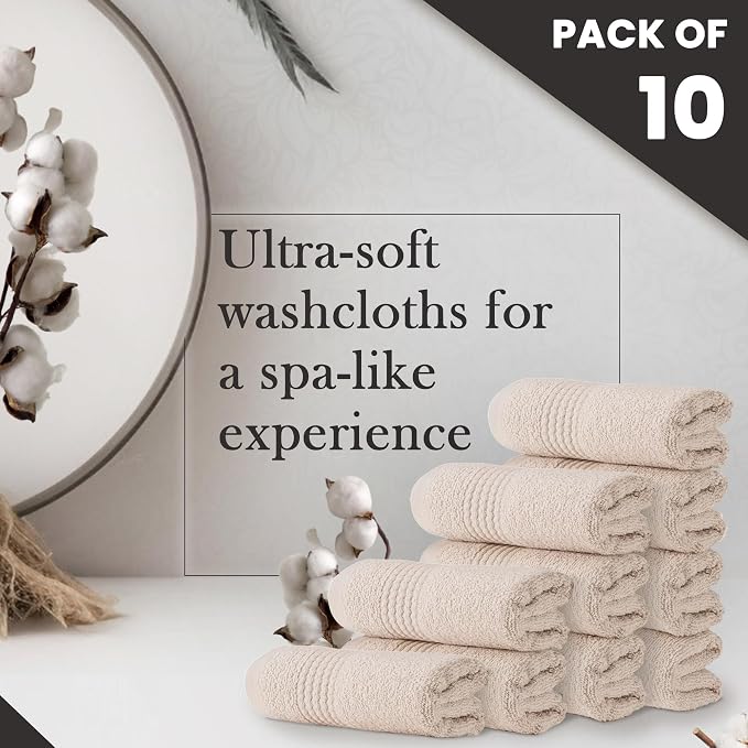 HALLEY Turkish Cotton Towels Washcloths Super Soft Highly Absorbent 100% Cotton - Image 2