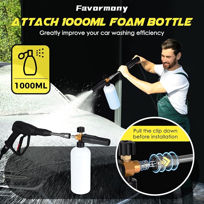 Pressure Washer with 3 Quick Connect Nozzles, Inlet Hose & Filter, Foam Cannon - Image 5