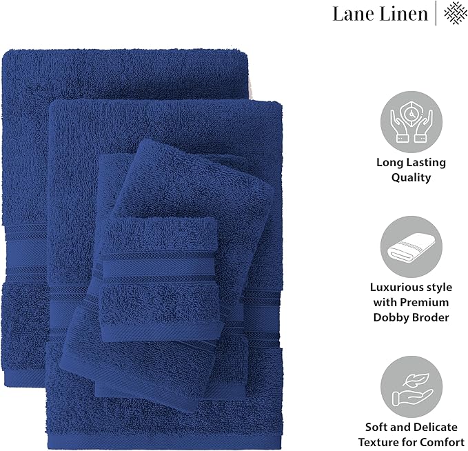 LANE LINEN 100% Mercerized Cotton Towels Set 12 – Zero Twist, 4 Bath Towels - Image 6