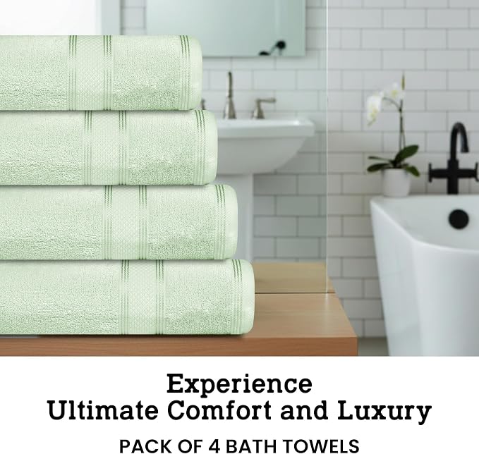 Casa Lino Light Sage Green Bath Towels Set of 4 - Image 3