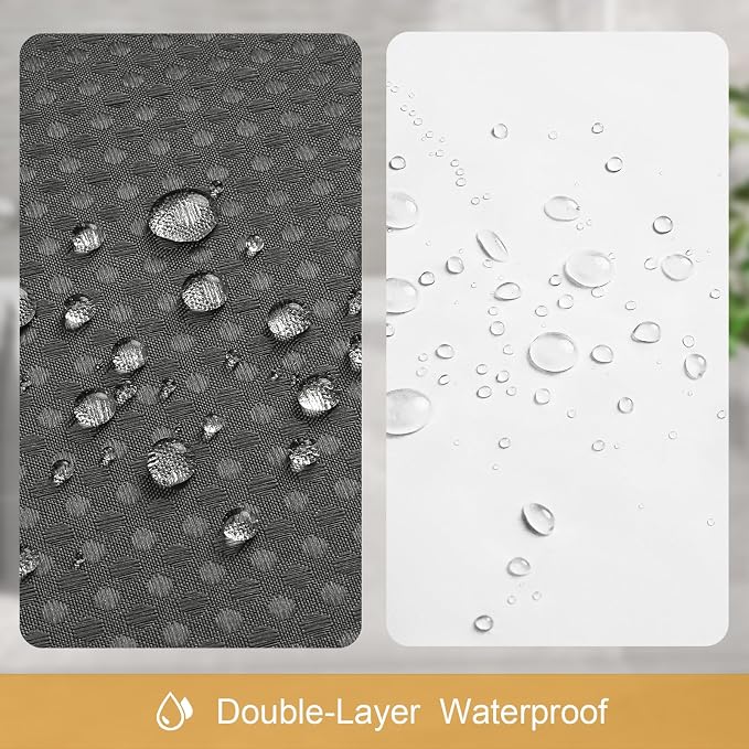 3 in 1 Extra Long Charcoal Grey Shower Curtain Set-72 W x 84 H, Modern Waffle - Image 6
