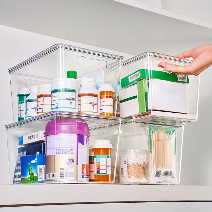 theaoo Clear Storage Bins with Lids Stackable - Image 4