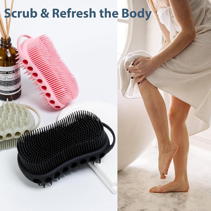 MtBoi 2PC Double-Sided Exfoliating Silicone Body Scrubber, 2-in-1 Bath Scrubber - Image 8