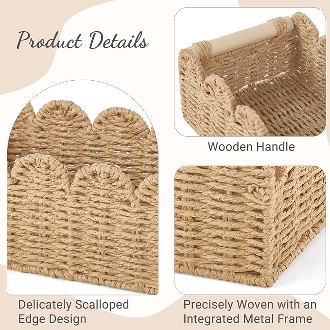 Dahey 2 Pcs Woven Paper Rope Toilet Paper Storage Basket - Image 4
