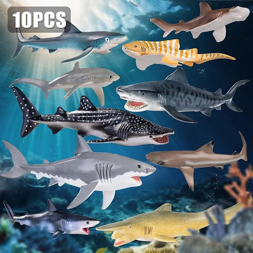 10PCS 5-8" Shark Toys for Toddlers, Large Sea Ocean Animals Bath Toys for Kids - Image 2