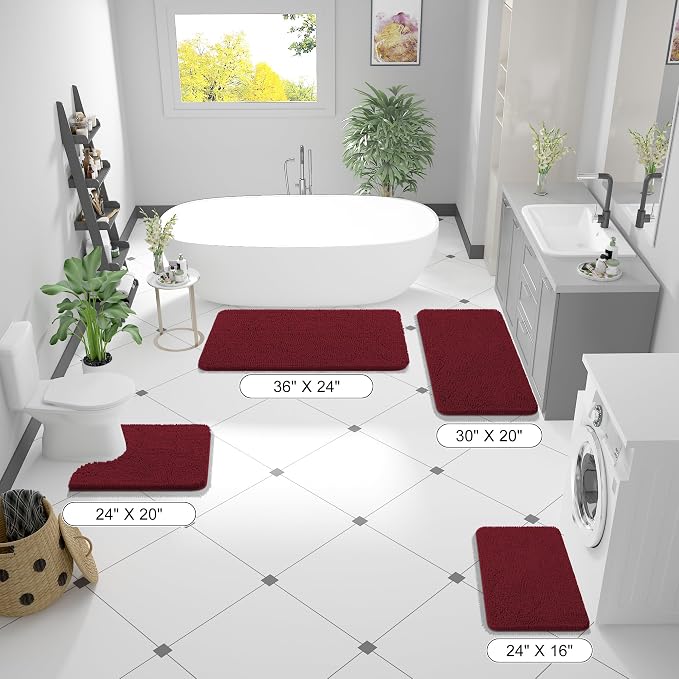 OLANLY Bathroom Rugs 59x20, Extra Soft Absorbent Chenille Bath Rugs, Rubber - Image 2