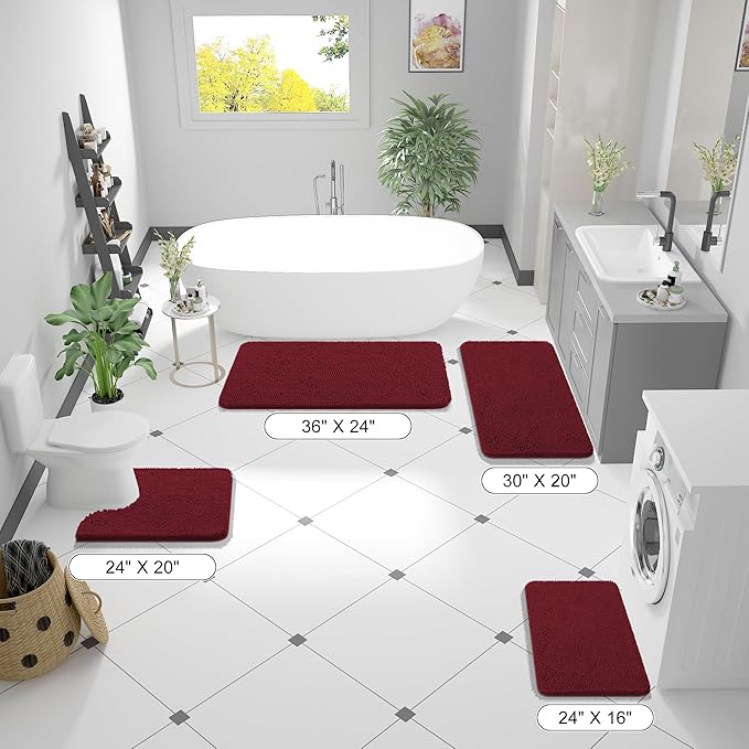OLANLY Bathroom Rugs 47x20, Extra Soft Absorbent Chenille Bath Rugs, Rubber - Image 8