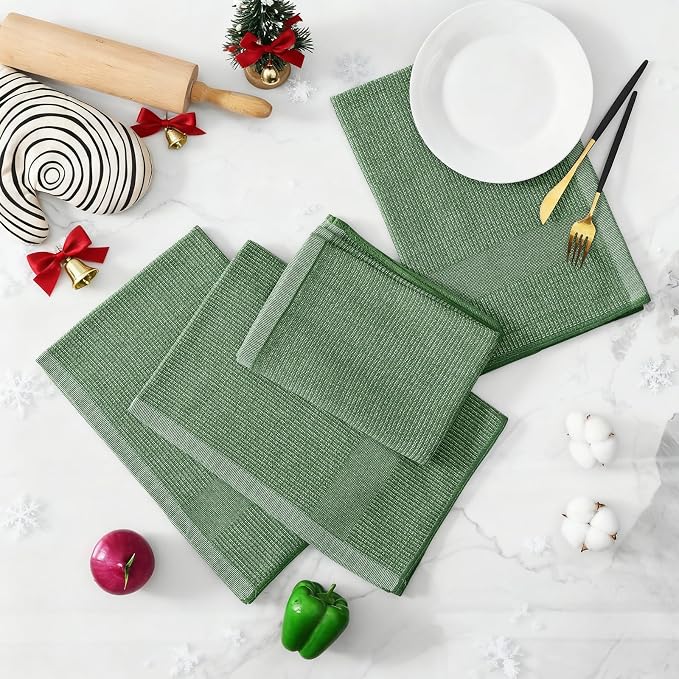 Homaxy Premium Kitchen Towels, Large Cotton Kitchen Hand Towels, Flat and Terry - Image 5