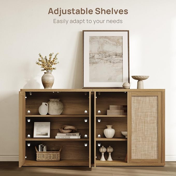SICOTAS 64" Rattan Modular Buffet Sideboard Storage Cabinet - Image 6