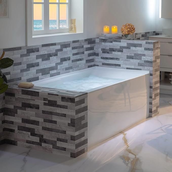 WOODBRIDGE 60" Acrylic Rectangular Alcove Soaking Bathtub in White - Image 11