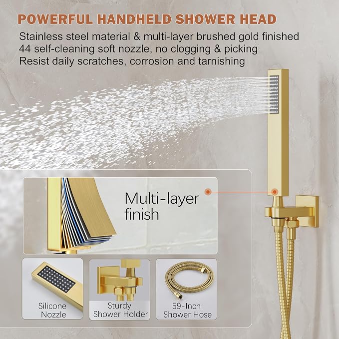 Gold Shower System, Shower Faucet Set - Image 4