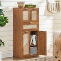 LEYAOYAO 48" Tall Storage Cabinet, Rattan Bathroom Floor Cabinets by LEYAOYAO-Findtheshiningpointofyourideallife%EF%BC%81