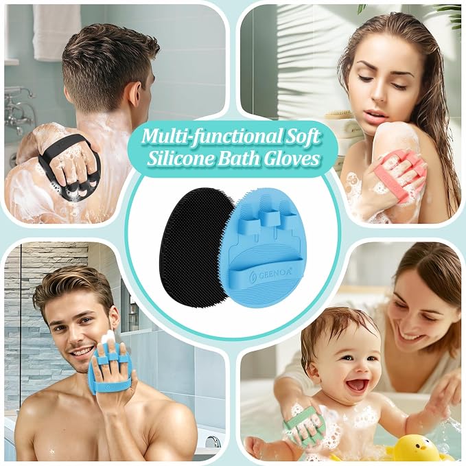 Soft Silicone Bath Gloves 2PCS, 360° Anti-slip & Enlarged Silicone Body Scrubber - Image 6
