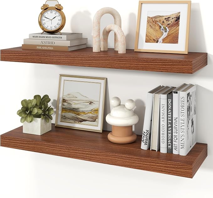 Floating Shelves for Wall, 9.3" Deep Wall Mounted Wood Shelves for Bathroom by Unknown