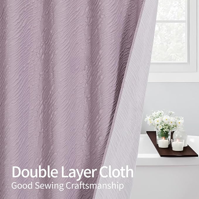 MitoVilla Lavender Shower Curtain, Farmhouse Waves Fabric Shower Curtains - Image 6
