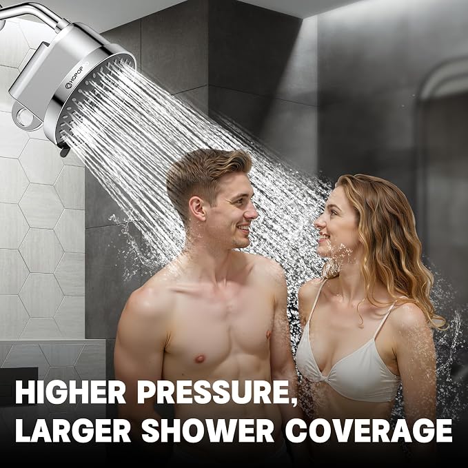 High Flow Filtered Shower Head, HOPOPRO 5 Modes High Pressure Fixed Showerhead - Image 6