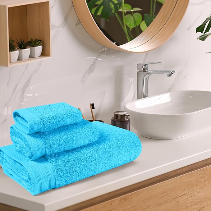 Ultra Soft 3 Pack Cotton Towel Set, Contains a Bath Towels 28x55 inch, a Hand - Image 3