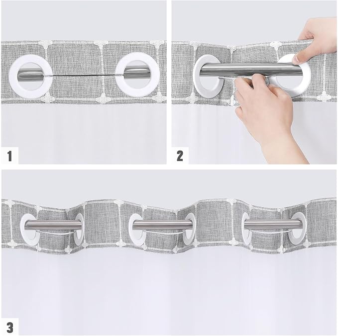 MitoVilla No Hooks Required Farmhouse Shower Curtain - Image 5