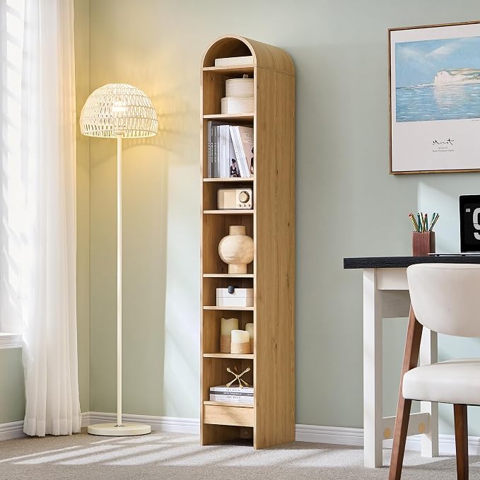 67" Tall Arched Bathroom Storage Cabinet, 8-Tier Modern Farmhouse Storage - Image 5
