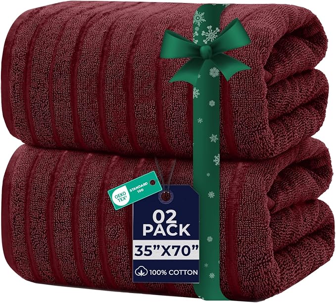 DAN RIVER Pack of 2 Bath Sheet 35x70 Inches, Ribbed Jumbo Bath Towels, Soft and by DanRiver