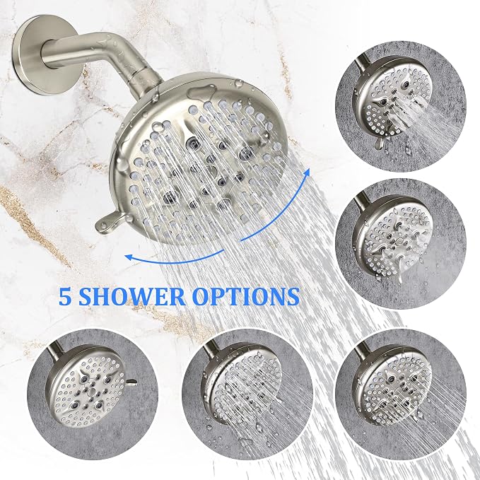 KINSE Shower Faucet Set, 5 Spray Rain Shower Fixtures, 5inchShower Head and - Image 4