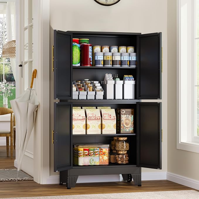 47.25" Metal Storage Cabinet, Freestanding Bathroom Cabinet, Pantry - Image 2