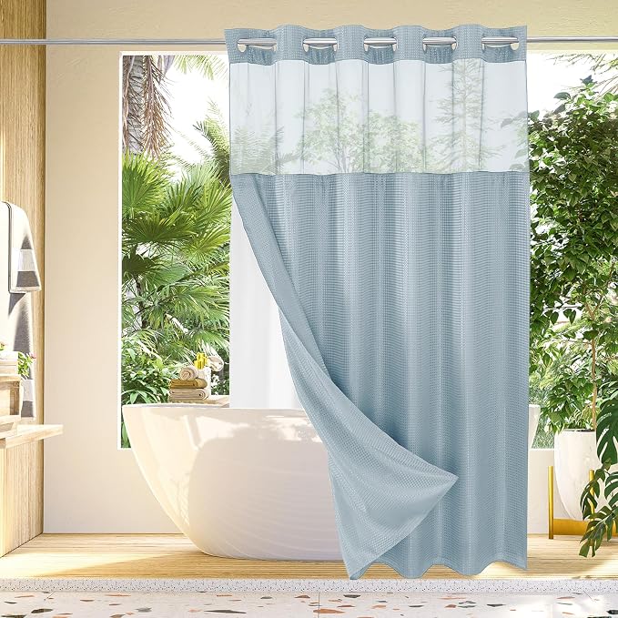 Gibelle Extra Long Shower Curtain 72x86, Waffle Weave Bathroom Shower Curtain by Gibelle
