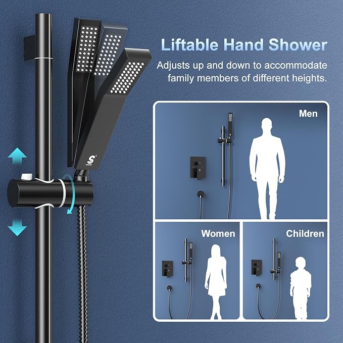 SR SUN RISE 12 Inch Slide Bar Shower Faucet Luxury High Pressure Shower Heads - Image 2