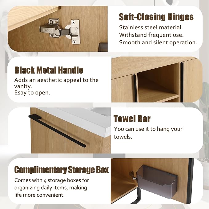 48 Inch Double Sink Bathroom Vanity, Premium Wooden Cabinet - Image 7