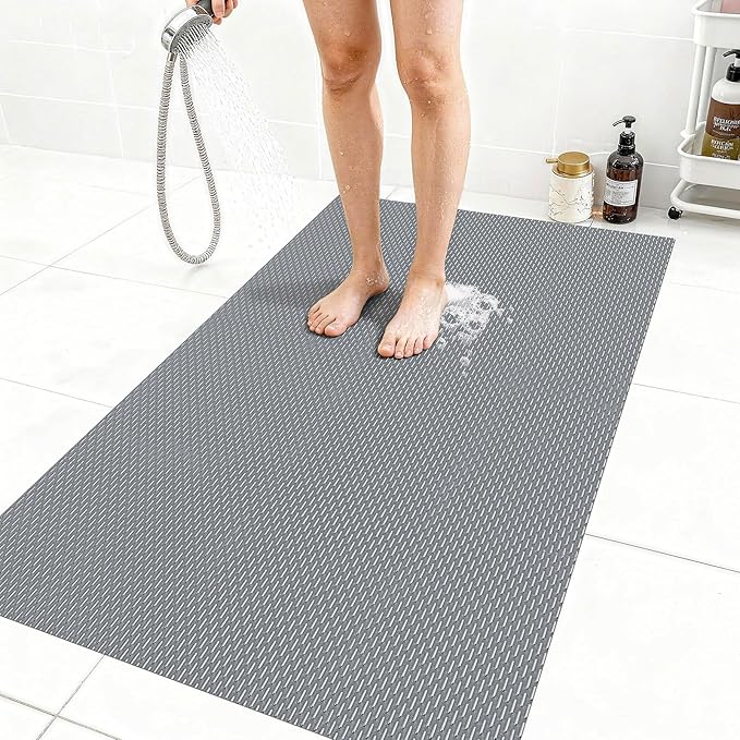 Extra Large Non-Slip Shower Mat, Fast-Dry PVC Bath Stall Tub Mat, Drain-Hole by Unknown