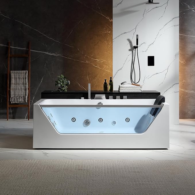 Empava Acrylic Whirlpool Bathtub, 71-Inch Jetted Bathtub by Empava