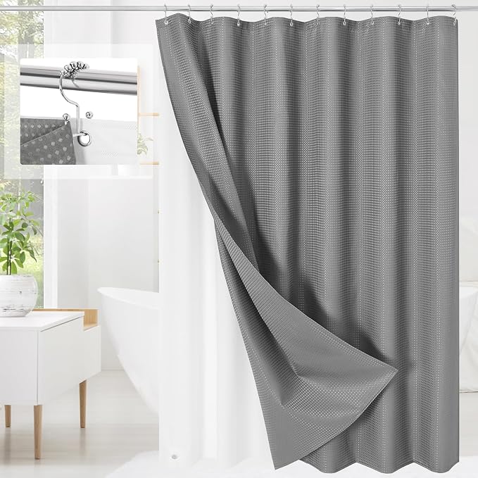 3 in 1 Long Shower Curtain Set-72 W x 78 H, Waterproof Fabric by Unknown