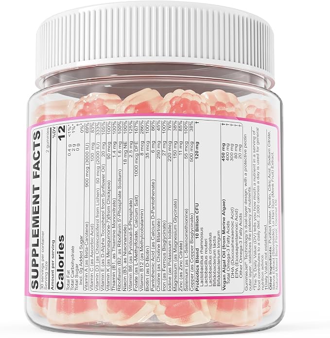 Prenatal Multivitamin Gummy for Women w/Methylfolate 1mg, Iron Choline Omega-3 - Image 8