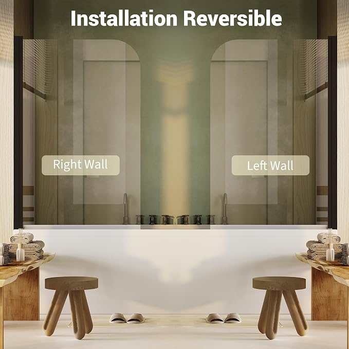32" W x 55" H Frameless Bathtub Shower Door, 1/4" Tempered Glass Panel - Image 6