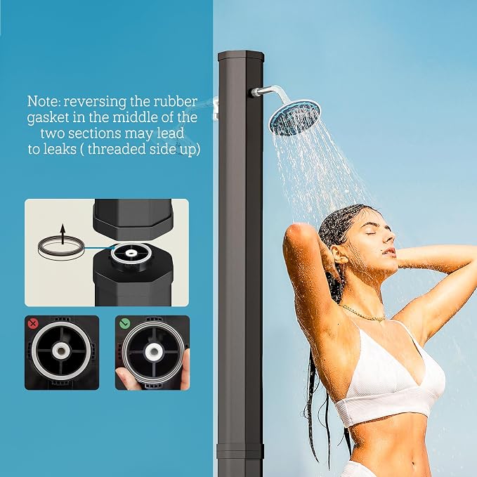 Outsunny 9.2 Gal Solar Heated Outdoor Shower, 7.1F 2-Section Outdoor Solar - Image 9