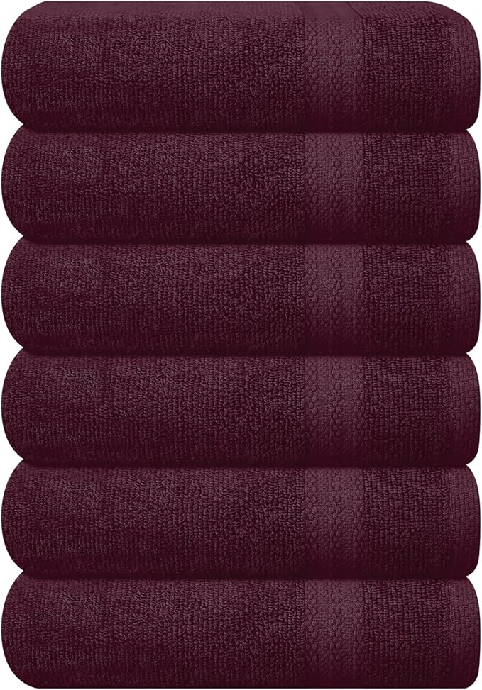 GLAMBURG Ultra Soft 6-Piece Hand Towel Set 16x28-100% Ringspun Cotton by GLAMBURG