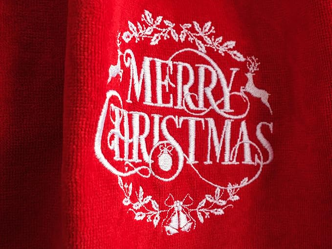 American Soft Linen Christmas Bath Towels Bathroom Set, 2 Packed Embroidered - Image 2