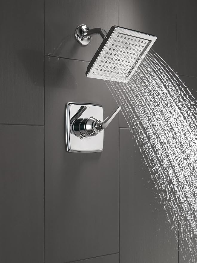 Delta Geist 14 Series Shower Faucet Set, Chrome Shower Head and Handle Set - Image 2