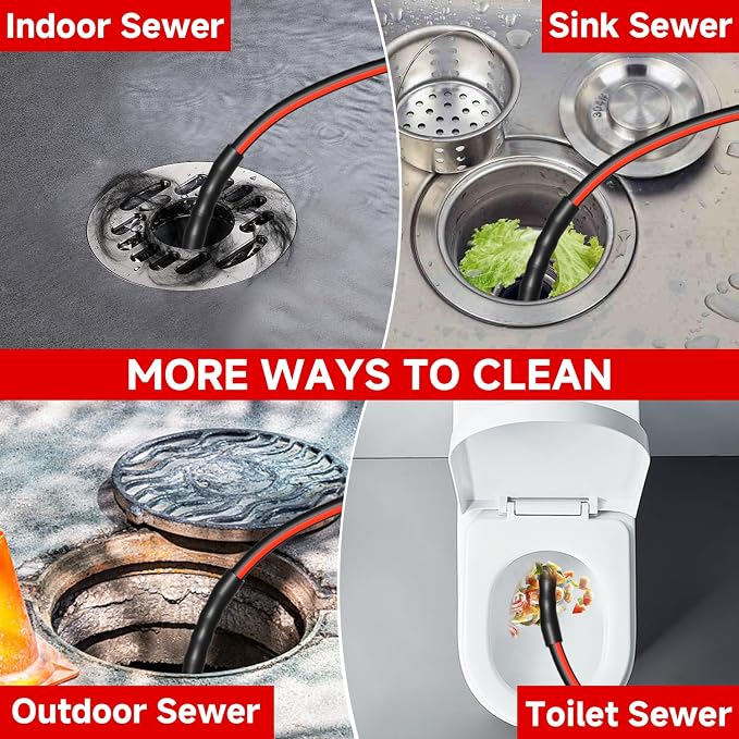 Sewer Jetter Kit for Pressure Washer 50FT, Drain Cleaner Hose 1/4 Inch NPT - Image 3