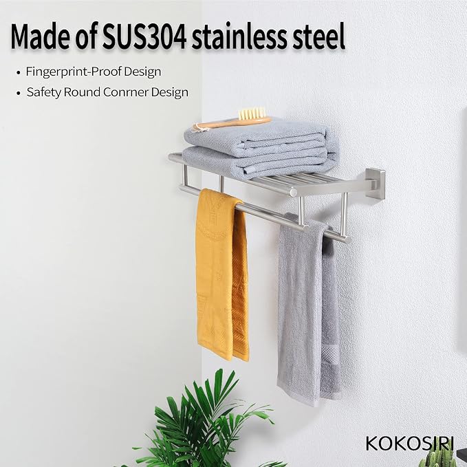 KOKOSIRI 20 Inch Towel Rail Towel Shelf - Image 6