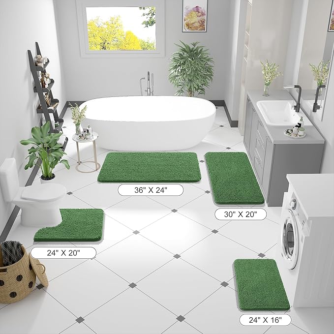 OLANLY Bathroom Rugs 36x24, Extra Soft Absorbent Chenille Bath Rugs, Rubber - Image 8