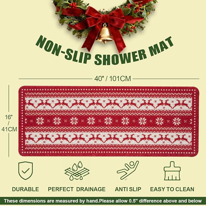 Christmas Non-Slip Bathtub Mat, Anti Slip Shower Mat, Fast Drying Bathtub Mats - Image 2