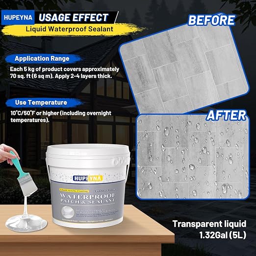 Invisible Waterproof Agent, 1.32 Gal Hupeyna Waterproof Sealant, Waterproofing - Image 6